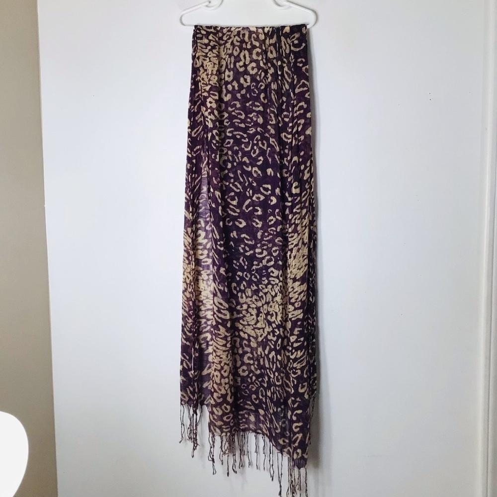 Taleen purple tan fringe women scarf